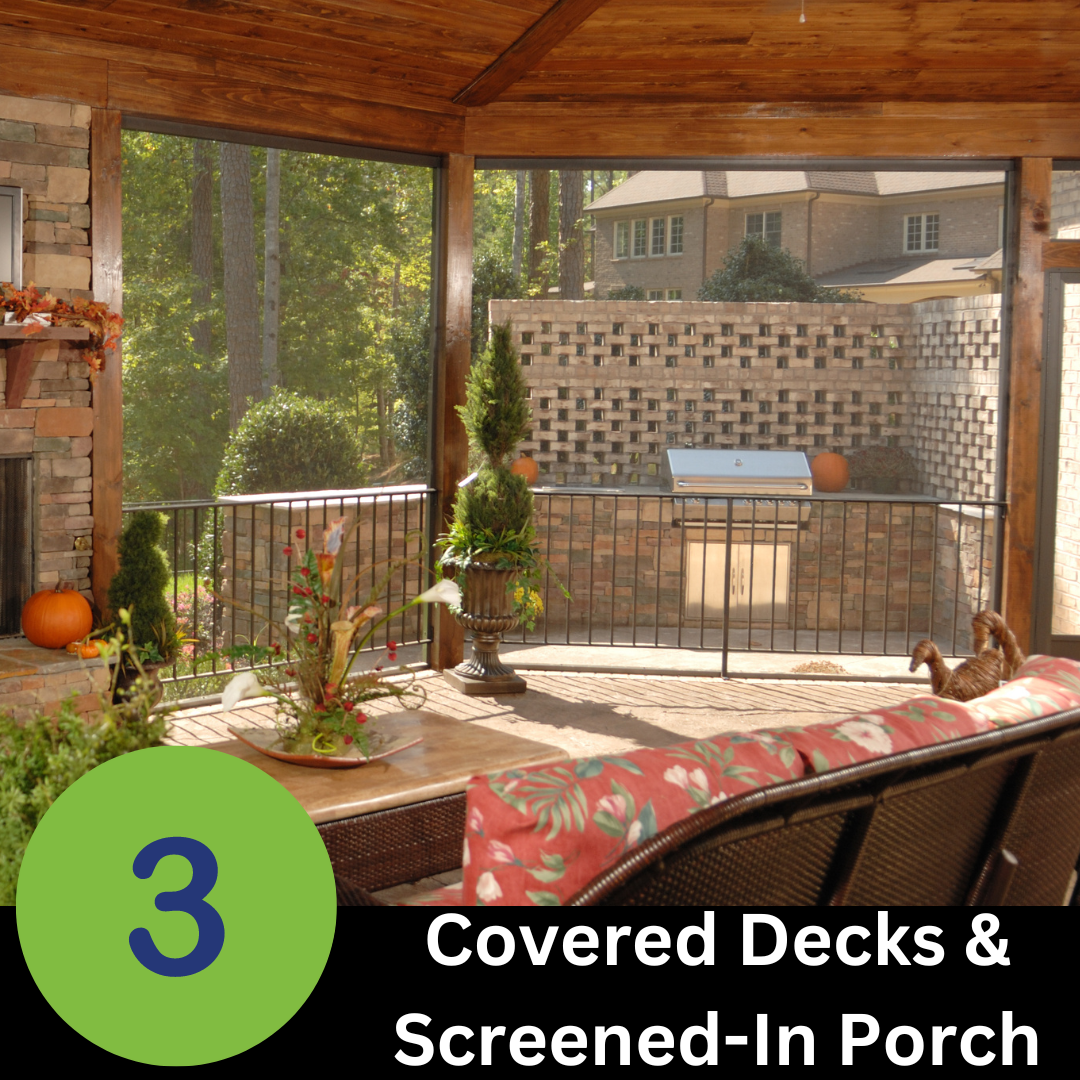 Covered deck and screened-in porch installation in Winston Salem, NC by Roofing Exteriors Pro