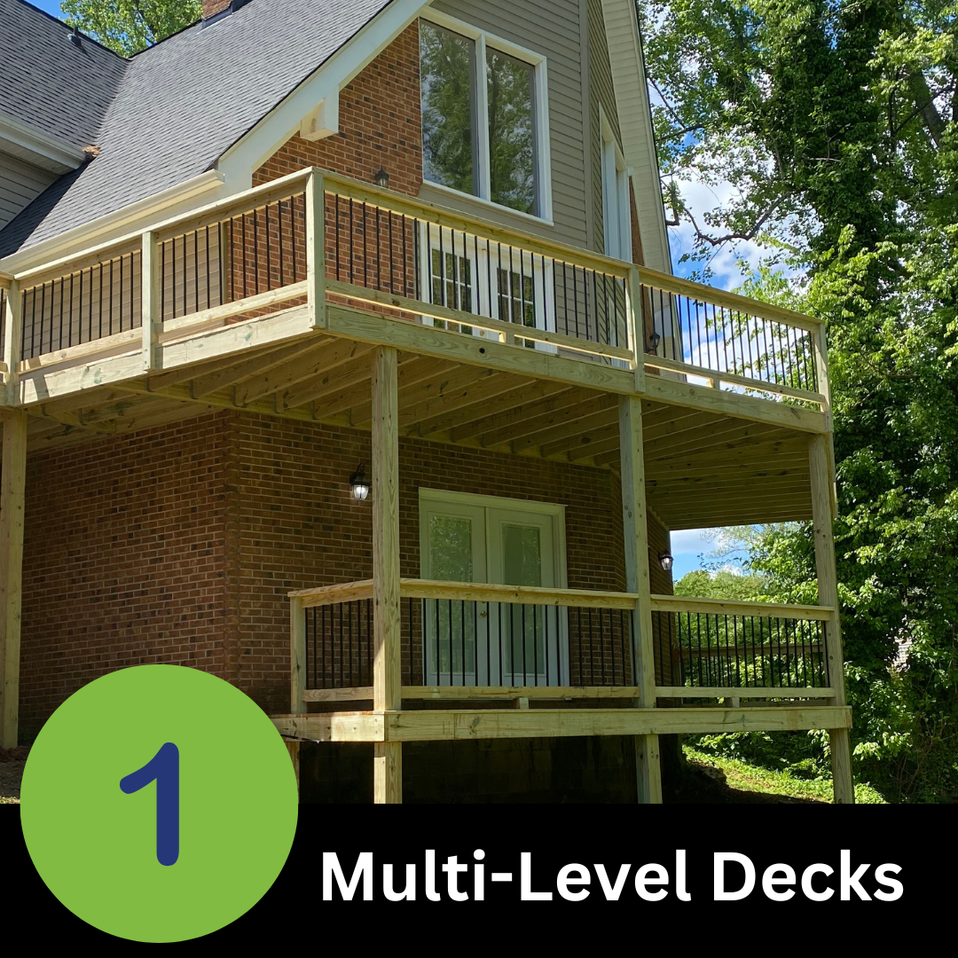 Multi-level deck installation in High Point, NC by Roofing Exteriors Pro